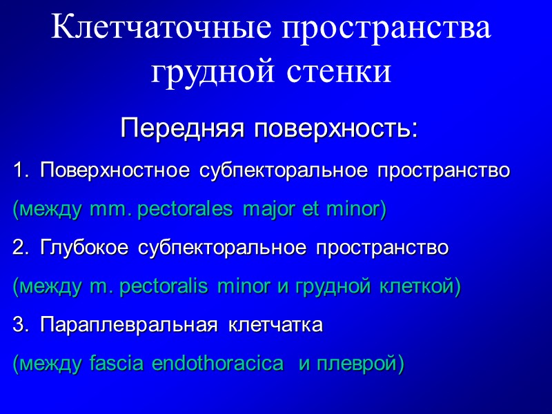 Клетчаточные пространства грудной стенки          